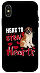 iPhone X/XS Here To Steal Hearts Funny St Bernard Dog Valentines Day Case