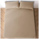 Drap-Housse en Polycoton pour lit Double de 25 cm de Profondeur - Super Doux, Confortable, Facile d'entretien, résistant au rétrécissement et à la décoloration - Naturel