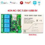 Tuya Zigbee Smart Switch Tech,WiFi Quotes,Rail DIN RF433,Télécommande nous-mêmes avec Alexa,Google,airies Zigbee,1 canal,2/4 canaux - Type 4CH 7-32V Zigbee