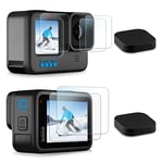 REDTRON Protecteur d'écran pour GoPro Hero 12/11/10/9 Black(8 pièces), Protecteur d'écran en verre trempé ultra clair pour l'arrière, protecteur d'objectif, protecteur d'écran avant et cache objectif