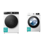 Hisense 5 Series DH5S102BW 60cm Freestanding 10KG Heatpump Front Load Tumble Dryer & WFQA1014EVJM Freestanding 10 KG Programs 1400 RPM White Energy Rating E