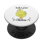 Just a Girl Who Loves Chickens Yellow Lover Women Girls PopSockets Adhesive PopGrip