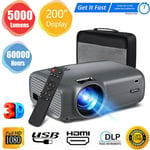 Portable Projector 1080P HD Video Home Theatre Projector w/ USB HDMI VGA Output