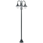 Lyktstolpe vidaxl - För trädgård e27 220 cm aluminium 3 lyktor mörkgrön aluminiumram lampskärm i pvc