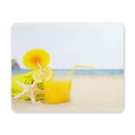 Orange Juice Drinks Starfish on Tropical Summer Beach Rectangle Non Slip Rubber Mousepad, Gaming Mouse Pad Mouse Mat for Office Home Woman Man Employee Boss Work