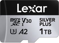 Silver Plus Carte Micro Sd 1 To, Jusqu'À 205 Mo/S De Lecture, 150 Mo/S En Écriture, Carte Mémoire Micro Sd Avec Adaptateur Sd, Uhs-I, A2, U3, V30, Classe 10, 4K Uhd Microsdxc[SDK200159]