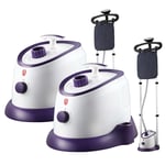 SOGA 2X Garment Steamer Vertical Twin Pole Clothes 1700ml 1800w Professional Steaming Kit Purple - Irons & Steam Stations - GarmentSteamerTwinPolePurpleX2