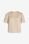 Vila - Blus viEllette 2/4 Satin Puff Top - Grå