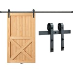 Vevor Kit Quincaillerie de Porte Coulissante de Grange 244 cm Rail Porte Coulissante Convient Porte Simple Largeur 1,12-1,32 m Epaisseur 32-45 mm