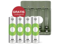 Gp Promotion Gratis Laddare Usb-Modell Laddare Gp B441 Inkl. 4X Aa-Batteri Genopladeligt Aa-Batteri Nimh 2100 Mah 1,2 V 1 Set