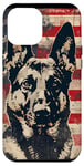 Coque pour iPhone 12 Pro Max Drapeau blanc moderne rayé patriotique berger allemand américain