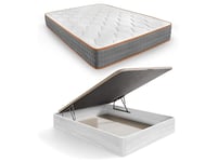 HOGAR24 ES Lot de Matelas à mémoire de Forme Sport Care 20 + canapé en Bois rembourré Grande capacité | Couleur Arctique | Dimensions : 135 x 190 cm