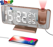 Projection  Clock  Radios - Rose  Gold  Alarm  Clock  Time  180 °  Rotatable  Pr