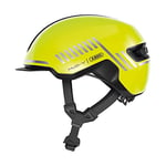 ABUS Urban Helm HUD-Y à LED arrière magnétique rechargeable & fermeture magnétique - casque de vélo cool pour usage quotidien - pour hommes et femmes - Jaune brillant, taille L