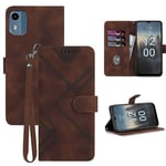 GOTOURED for Nokia C12 Phone Case/Nokia C12 Wallet Case,Card Holder Leather Stand,Wrist Strap,Magnetic Closure,Shockproof Protective Kickstand Flip Cover Basic Cases for Nokia C12 6.3” (Brown)