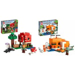 LEGO 21179 Minecraft La Maison Champignon, Set Jouet de Construction pour Enfants & 21178 Minecraft Le Refuge du Renard, Jouet de Construction de Maison, Set avec Figurines Zombie et Animaux