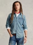 Ralph Lauren Slub Denim Western Shirt, Blue