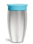 Munchkin Acier Inoxydable Tasse d’Apprentissage Miracle 360, Tasse Apprentissage 360 pour Bébé, Tasse Antifuites Enfant sans BPA, Compatible Lave-Vaisselle, Verre Bébé 12 mois et plus - 296 ml, bleu