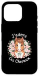 Coque pour iPhone 16 Pro Accessoires cheval équitation filles kawaii fleurs cavalière