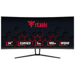 Itek Moniteur GGC - 34", écran incurvé R1500, résolution WQHD 3440x1440 UltraWide,Panneau VA 16:9, 180Hz, 1ms, connexions 2xHDMI et 2xDP, HDR400, synchronisation adaptative