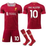 Liverpool Hemma Barn & Vuxen Fotbollströja 2024-2025 Med Strumpor No.10 MAC ALLISTER No.10 MAC ALLISTER L