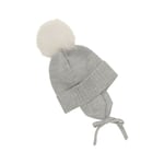 Huttelihut Baby Bonnet Wool Knit Alpaca Pompon Medium Grey Melange | Grå | 74/80 cm