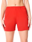 Bellivalini Femme Pantalon Court Shorts de Soie de Viscose BLV50-270 (Rouge, XXL)