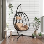 vidaXL Hängande stol med dyna taupe konstrotting & stål 360047