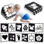 URMYWO Livre Tissu bébé eveil,Livre Noir et Blanc Bébé Montessori,Livre sensoriel pour bébé à fort contraste,jouet bebe 0 3 6 12 Mois livres d'éveil Cadeaux pour bébés