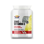 Vitamin C + Zinc Capsules - Cold & Flu - Immune Support - High Strength Tablets