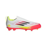 adidas F50 League Laceless Football Boots FG/MG Kids, Cloud White/Core Black/Solar Yellow, 13.5 UK Child