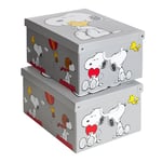 Lot de 2 boîtes de rangement en carton, avec couvercle, pour ranger, boîtes cadeau, 39x50x24 cm SNOOPY