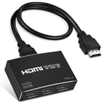 4K HDMI Splitter 1 in 3 Out, 1×3 HDMI Splitter 【Just Duplicate, Not Extend】Support 4K@30HZ, 1080P, 3D, HDR, HDCP, DTS/Doby-TrueHD for Xbox PS5 PS4 Fire Stick Roku Blu-Ray Player DVD【with USB Cable】