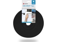 Borrelås Velcro One Wrap Tape, 10 Mm Bred, Flammehemmende, Svart, 25 M