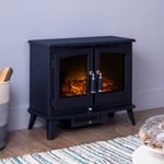 Adam Woodhouse Black Freestanding Electric Fire Log Heater Heating Flame Effect