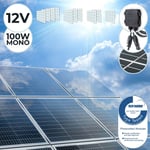 Panneau Solaire Monocristallin - Photovoltaïque, Silicium, 100 W, Câble avec Connecteur MC4, Batterie de 12V, Set de 2 - Module Solaire pour