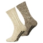 Ullstrumpor med halkskydd 2-Pack Beige/Brun 39-42