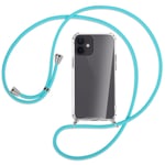 Collier pour Apple iPhone 12 Mini turquoise (A) Etui Coque antichoc avec cordon