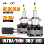 -H7 LED Canbus 360 80000LM H4 H11 H1 HB3 9005 HB4 9006 HIR2 9012 BiLED Projektorlins Bilstrålkastare Glödlampa dimljus 200W 6000K HLXG H7