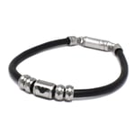 Emporio Armani Black Leather & Stainless Steel Beaded Bracelet EGS2774040