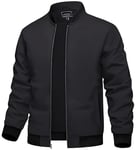 TACVASEN Veste de Baseball Décontractée pour Homme Veste Légère et Coupe-Vent Manteau Intelligent D'Été avec Poches Noir,XL