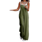 Plus Size Dam Bomull Linne Dungarees Jumpsuit Playsuit Vida Ben Overaller Byxor Army Green 2XL