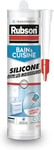 Rubson Bain & Cuisine Mastic Silicone Anti-Moisissures Transparent, mastic sanitaire à base de silicone, mastic étanche renforcé en antifongique, 280 ml