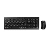 CHERRY STREAM DESKTOP, ensemble clavier et souris sans fil, layout suisse (QWERTZ), technologie radio 2.4 GHz, touches plates et silencieuses, fonctionne sur batterie, noir