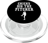 Chicks Dig The Pitcher Inscription humoristique Beisbol Pitching PopSockets PopGrip pour MagSafe