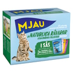 Mjau Cat Poser 12 x 85 g - Blandet kjøtt- og fiskemeny i saus (4 varianter)