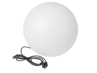 Perel Boule lumineuse extérieure, lampe boule jardin, sphère décoration, avec piquet, lumière boule, éclairage, Ø 45 cm, câble d'alimentation de 3 m, E27, IP65, blanc