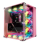 Talius Cronos Orchid Boîtier Gaming ATX, Verre trempé, Ventilateurs Iris RGB (Disponible en Trois Couleurs) (Rose)