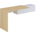 Vente-unique - Bureau console suspendu avec 2 placards - Coloris : Naturel et blanc - molawa