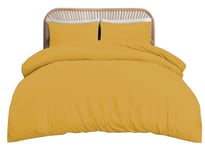 funky gadgets Double Duvet Set Ochre – Soft Brushed Microfiber Plain Dyed Duvet Cover Sets with Pillow Cases- Yellow Bedding Quilt Cover Set.